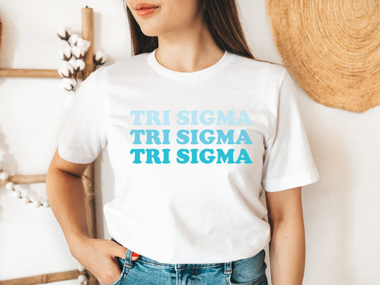 Sigma Sigma Sigma Touch of Blue Sorority T-shirt _ 2600g