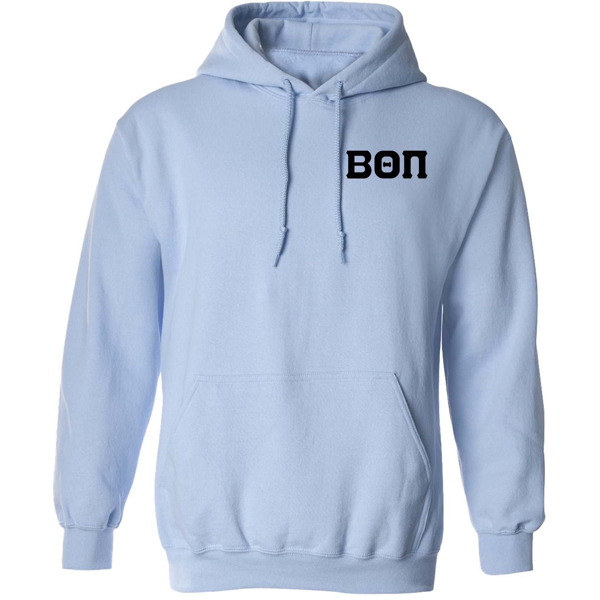 a light blue hoodie with the word bon on it