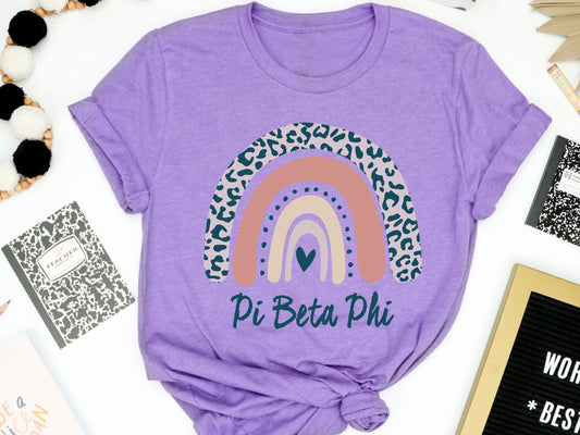Pi Beta Phi Greek Rainbow Sorority T-shirt _ 2753g