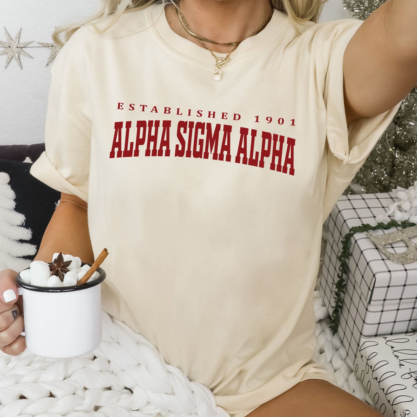 Alpha Sigma Alpha Bold Letters Sorority T-shirt _ 35126g