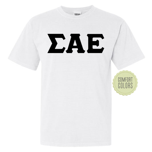 Sigma Alpha Epsilon Black Letters Comfort Colors Farternity T-shirt _ 34927g