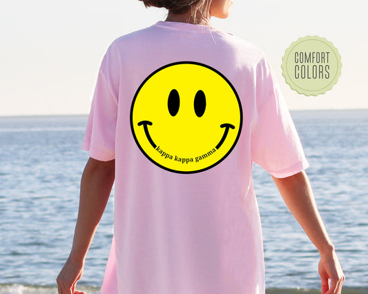 Kappa Kappa Gamma Smiley Face Comfort Colors Sorority T-shirt _ 32859g