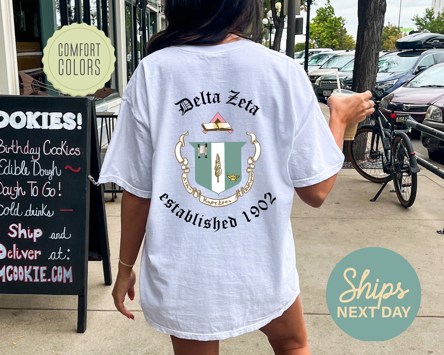 Delta Zeta Old English Crest Comfort Colors Sorority T-shirt _ 32933g