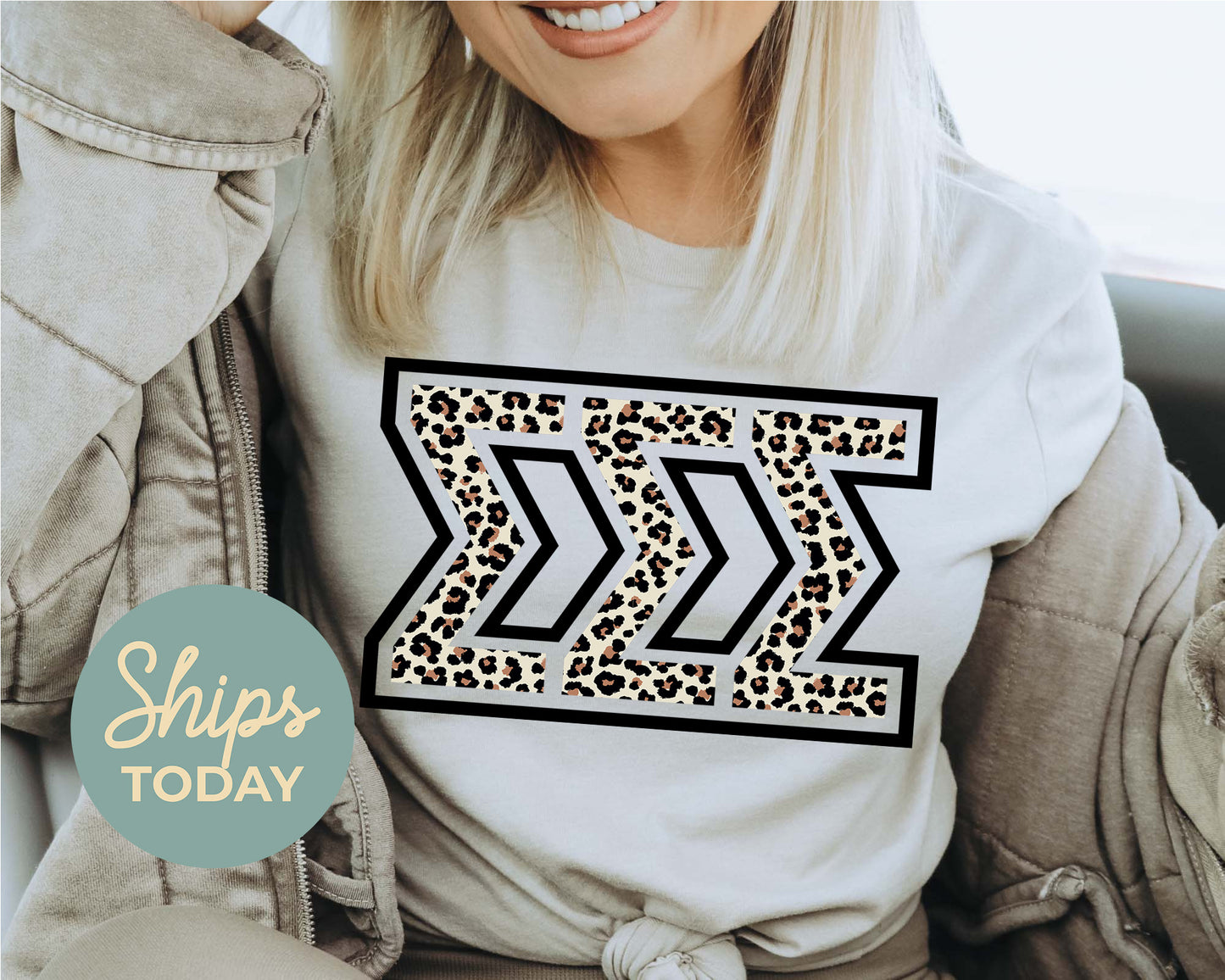 Sigma Sigma Sigma Leopard Greek Letters Sorority T-shirt _ 30458g
