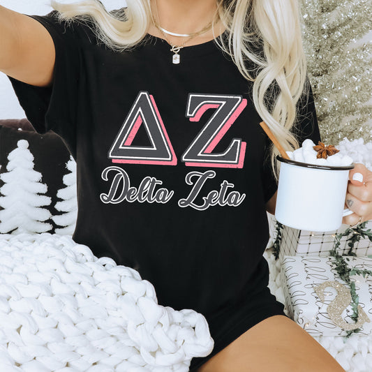 Delta Zeta Greek Colors Sorority T-shirt _ 36082g