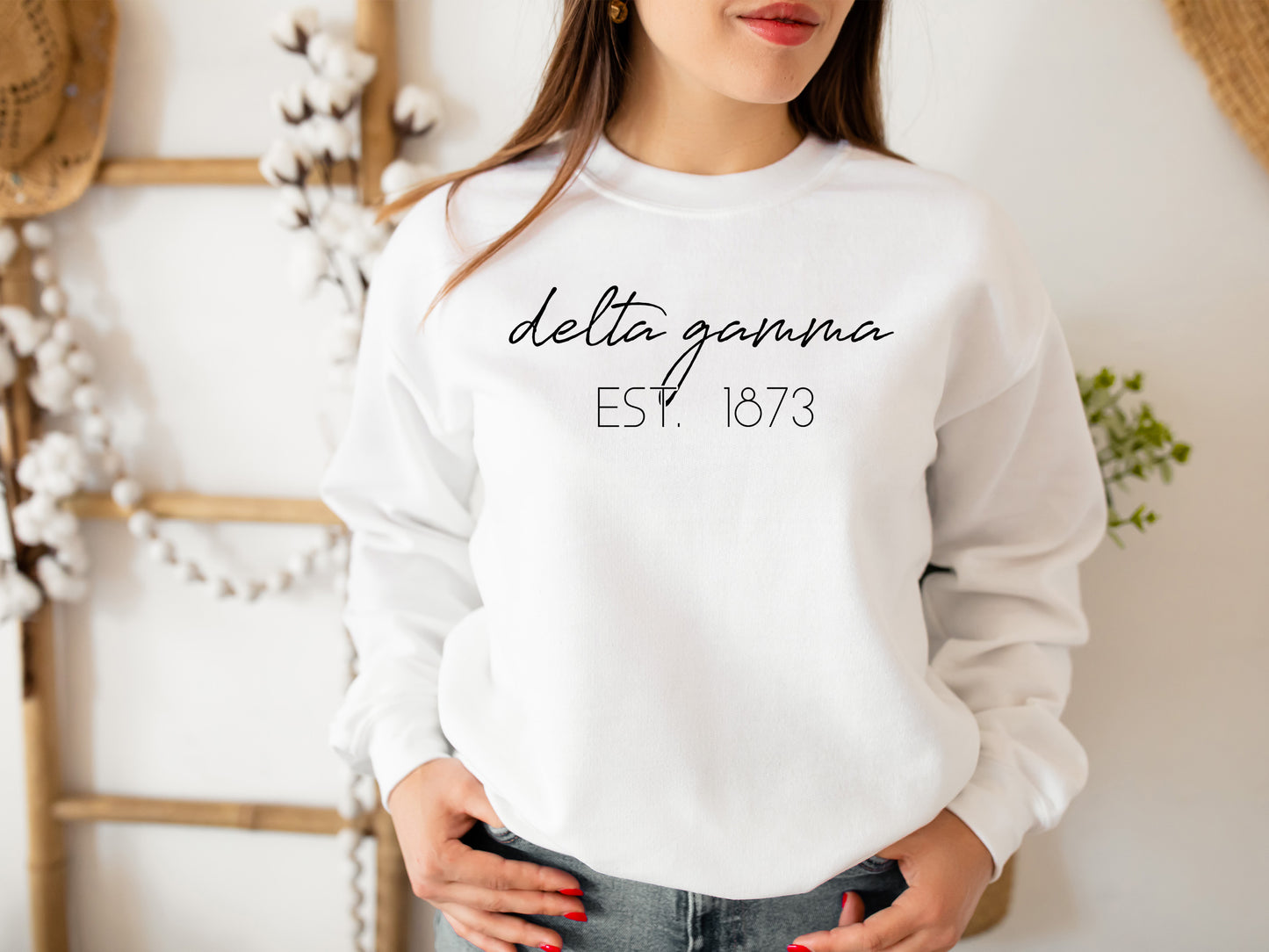 Delta Gamma Black Calligraphy Sorority Sweatshirt _ 2328g