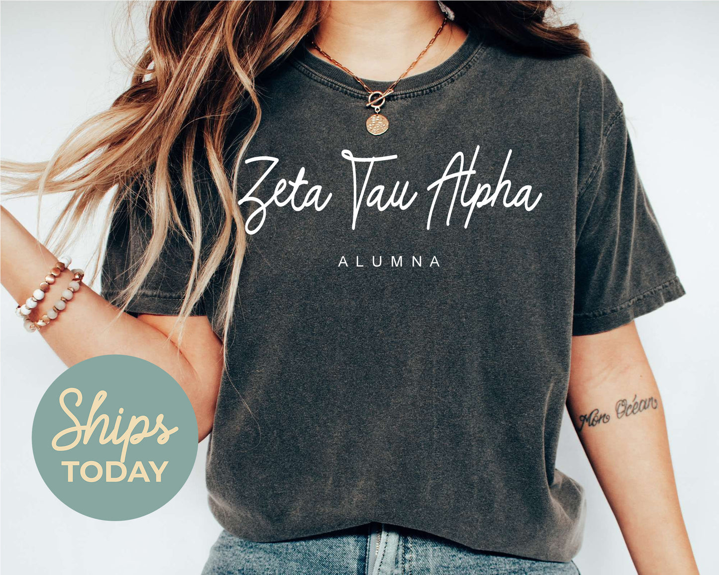 Zeta Tau Alpha Flashy Alumna Sorority T-shirt _ 2550g