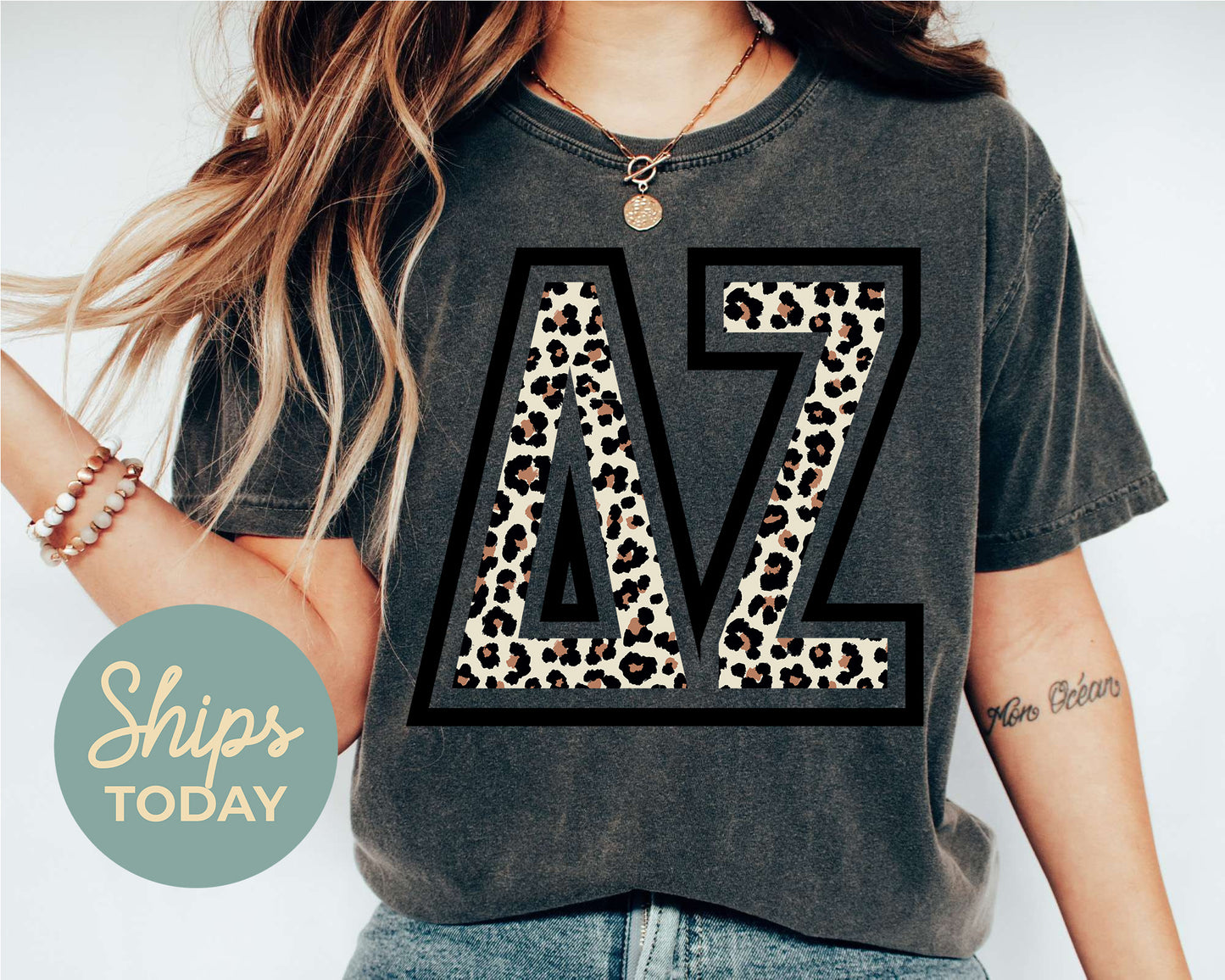 Delta Zeta Leopard Greek Letters Sorority T-shirt _ 30448g