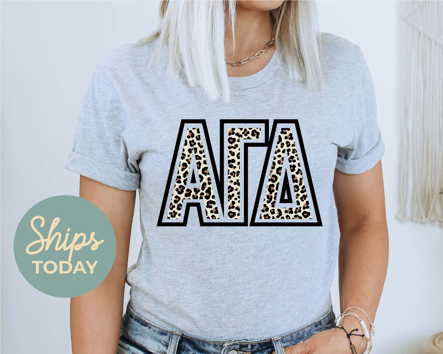 Alpha Gamma Delta Leopard Greek Letters Sorority T-shirt _ 30438g