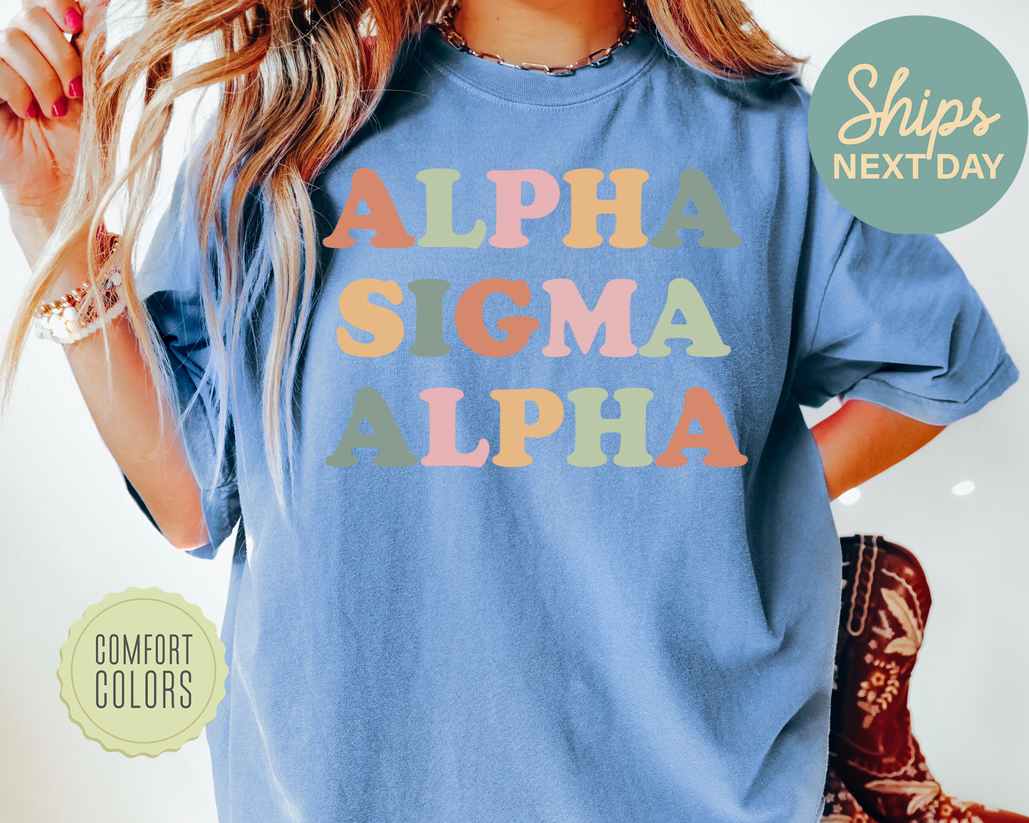 Alpha Sigma Alpha Bright and Proud Comfort Colors Sorority T-shirt _ 420g
