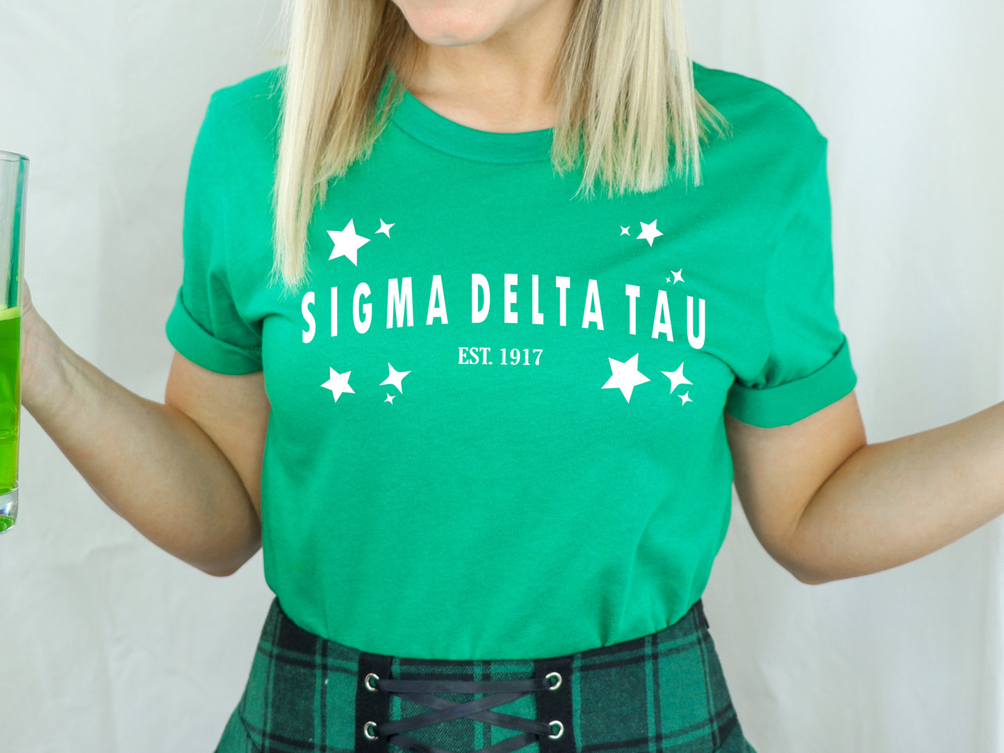 Sigma Delta Tau Arched Star Sorority T-shirt _ 2286g