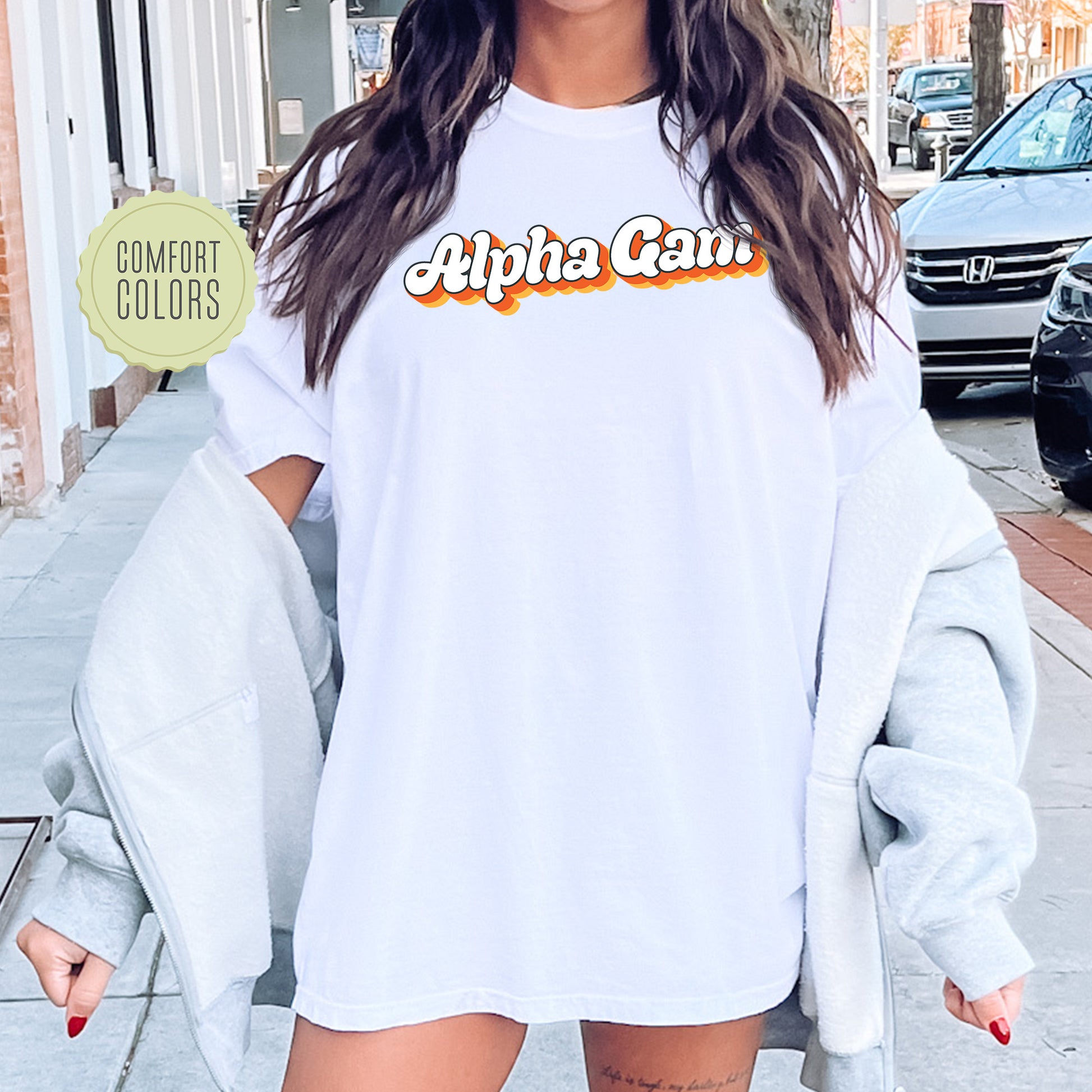 a woman wearing a white shirt with the word hipa can on it