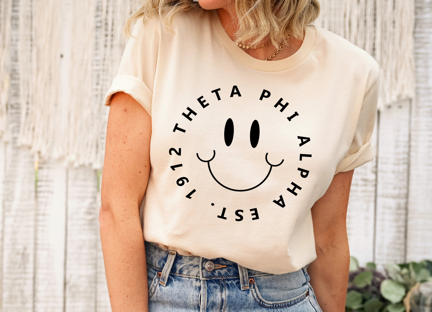 Sigma Sigma Sigma Smiley Face Halo Sorority T-shirt _ 2522g