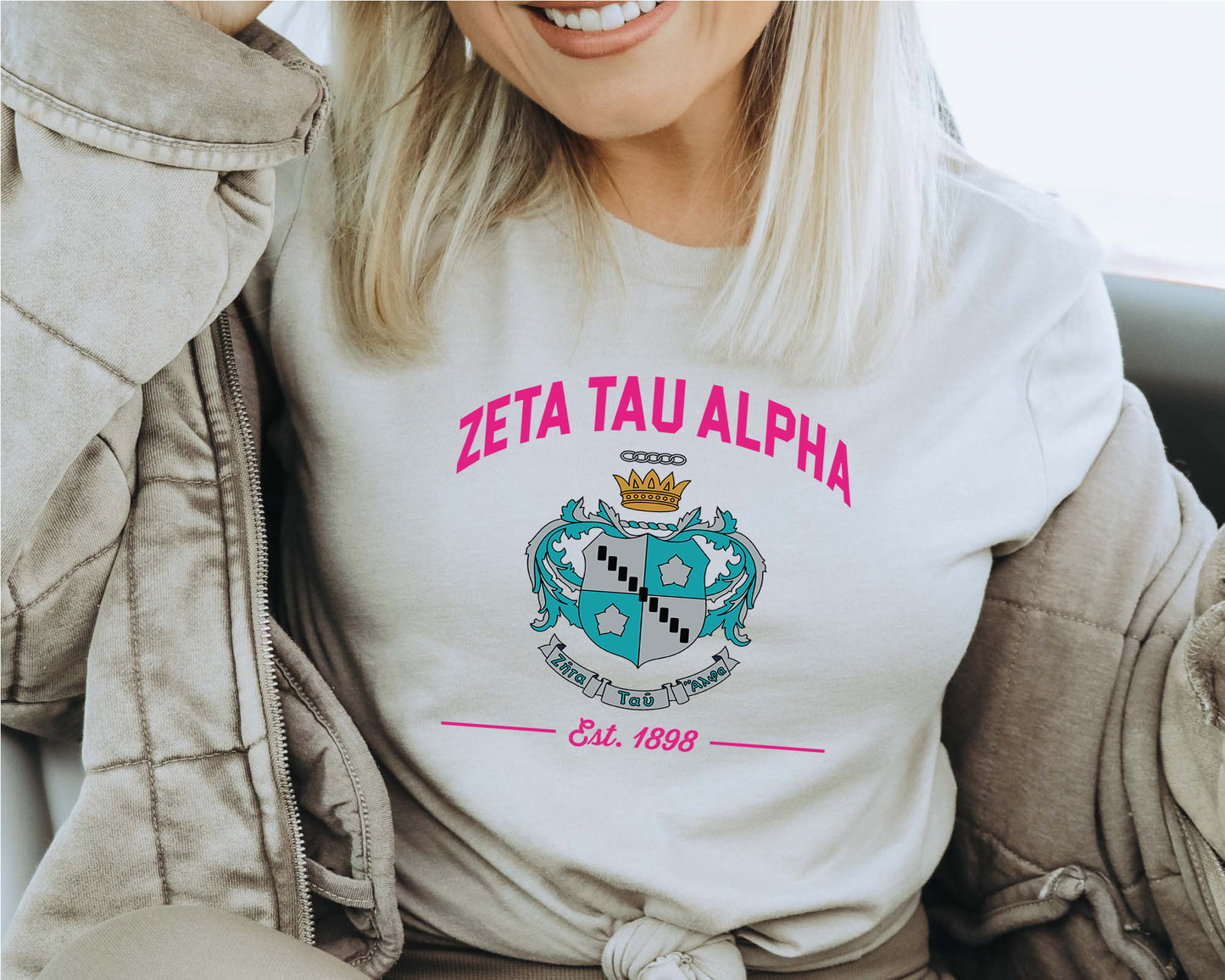 Zeta Tau Alpha Loyalty Crest Sorority T-shirt _ 4445g