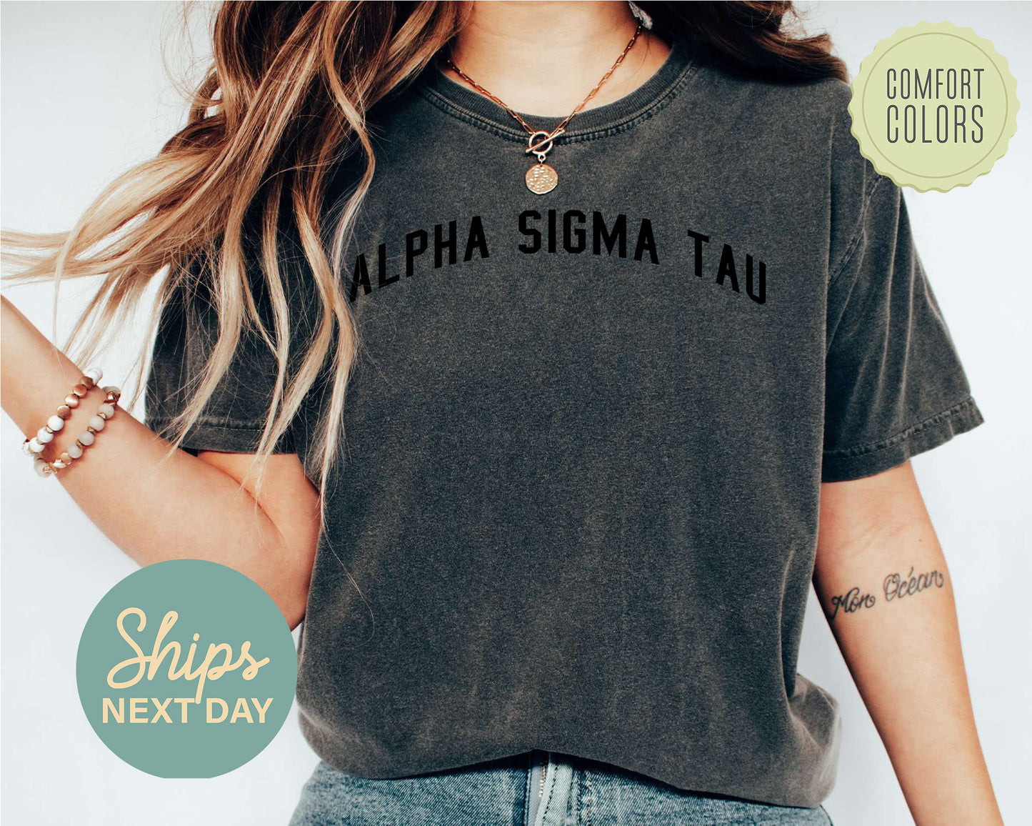 Alpha Sigma Tau Just Bold Comfort Colors Sorority T-shirt _ 2376g