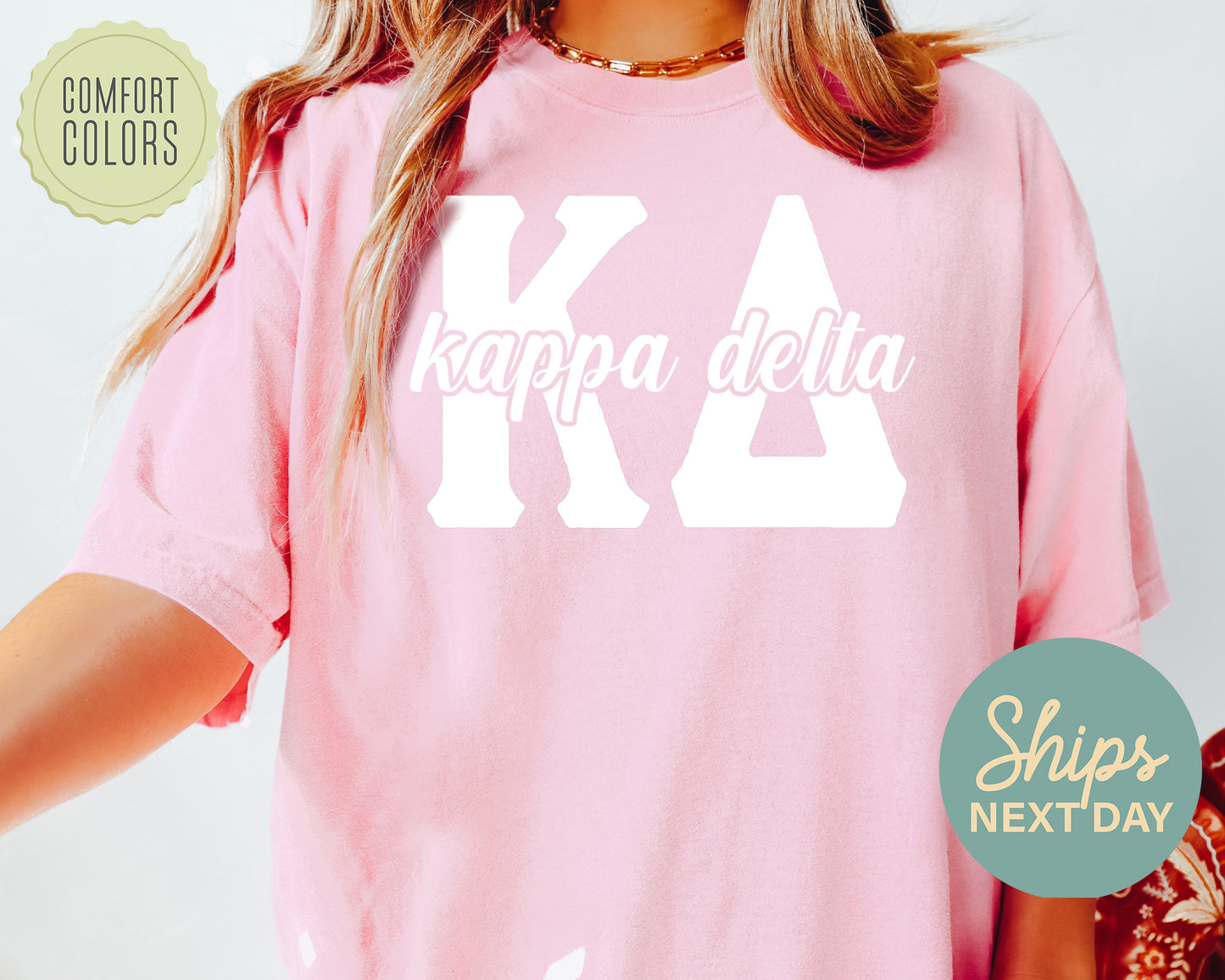 Kappa Delta Sliced White Letters Comfort Colors Sorority T-shirt _ 2254g
