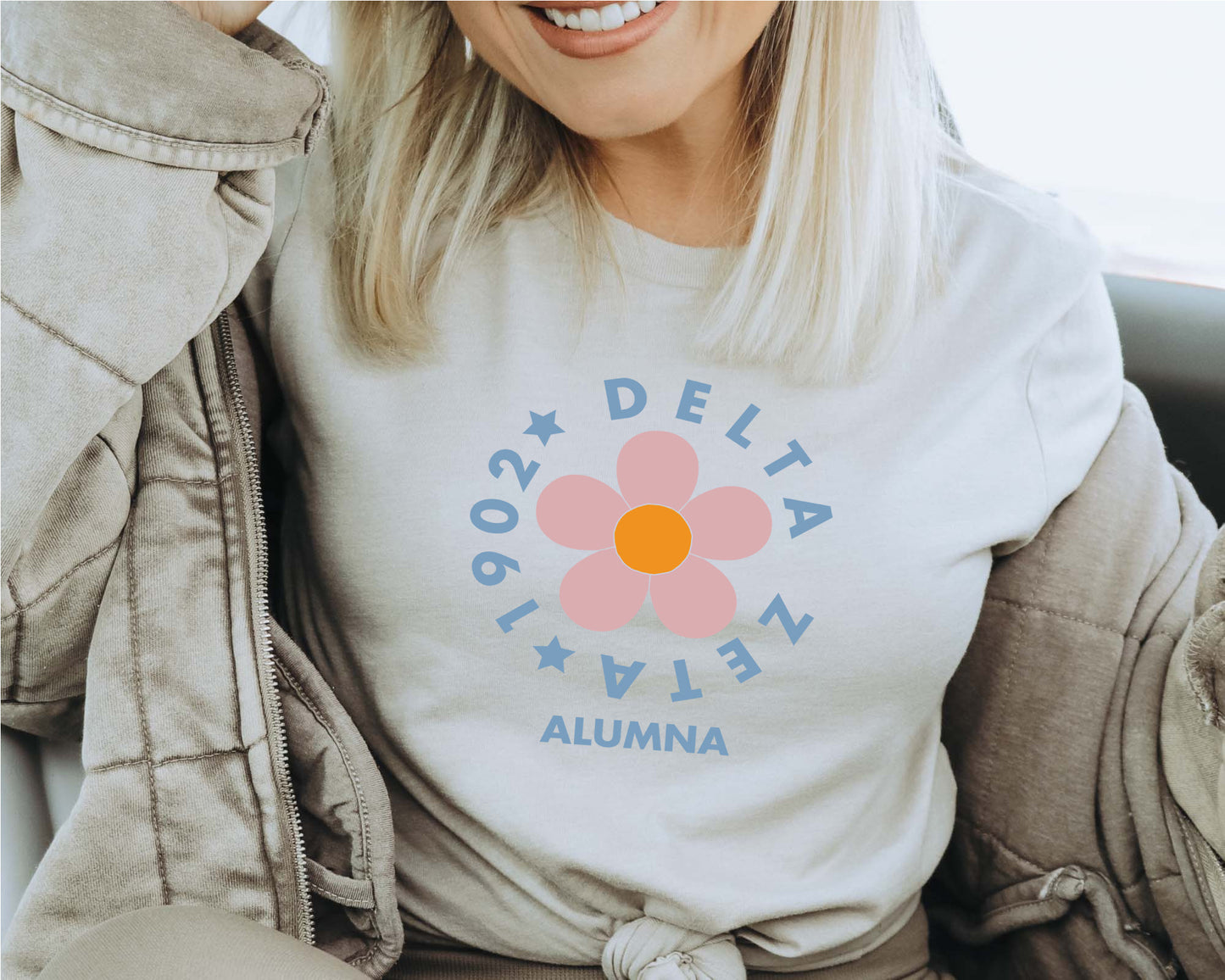 Delta Zeta Floral Alumna Sorority T-shirt _ 2564g