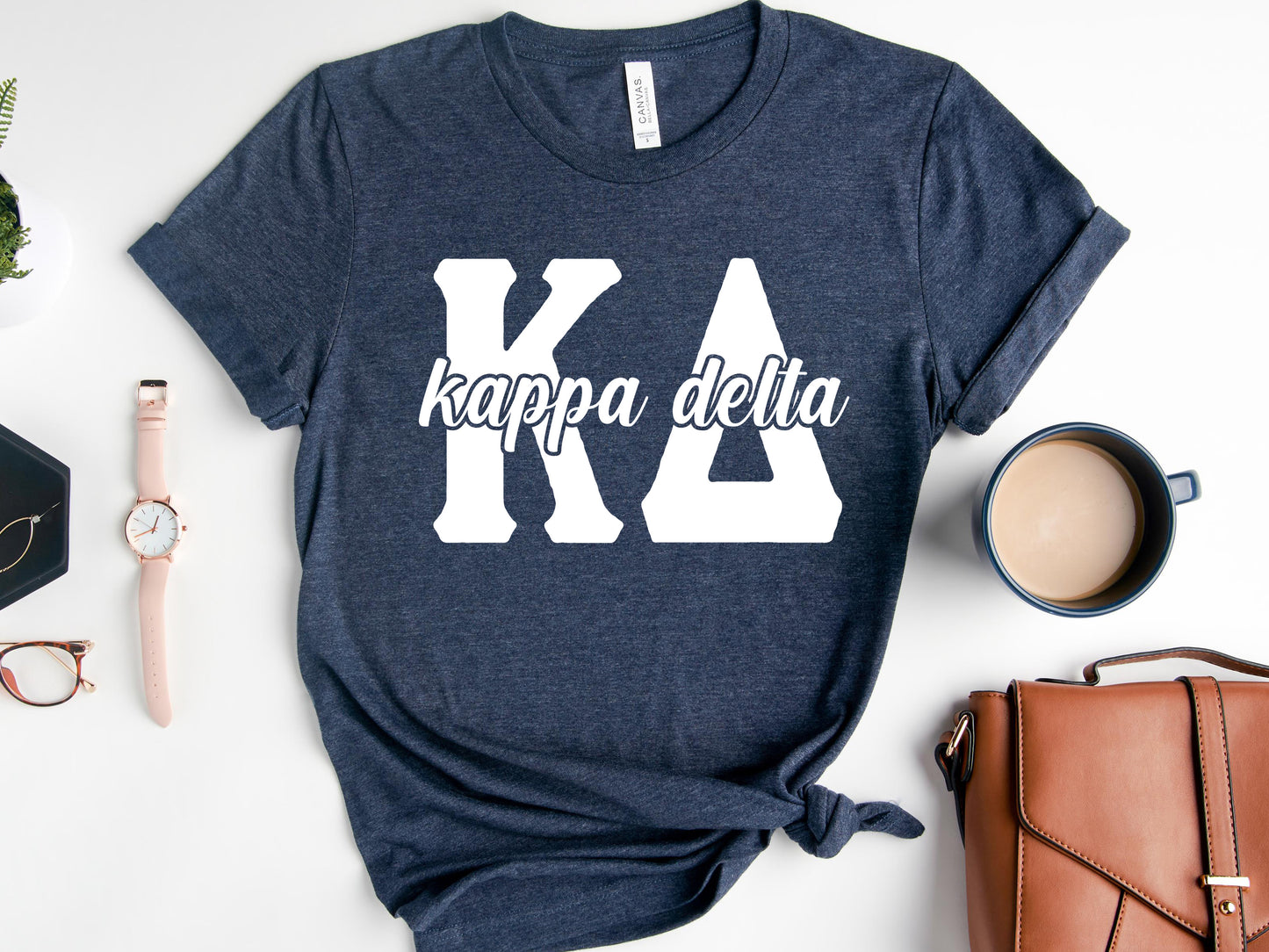 Kappa Delta Sliced White Letters Sorority T-shirt _ 2254g