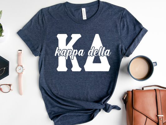 Kappa Delta Sliced White Letters Sorority T-shirt _ 2254g