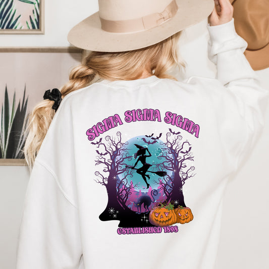 Sigma Sigma Sigma Halloween Witch Sorority Sweatshirt _ 36249g