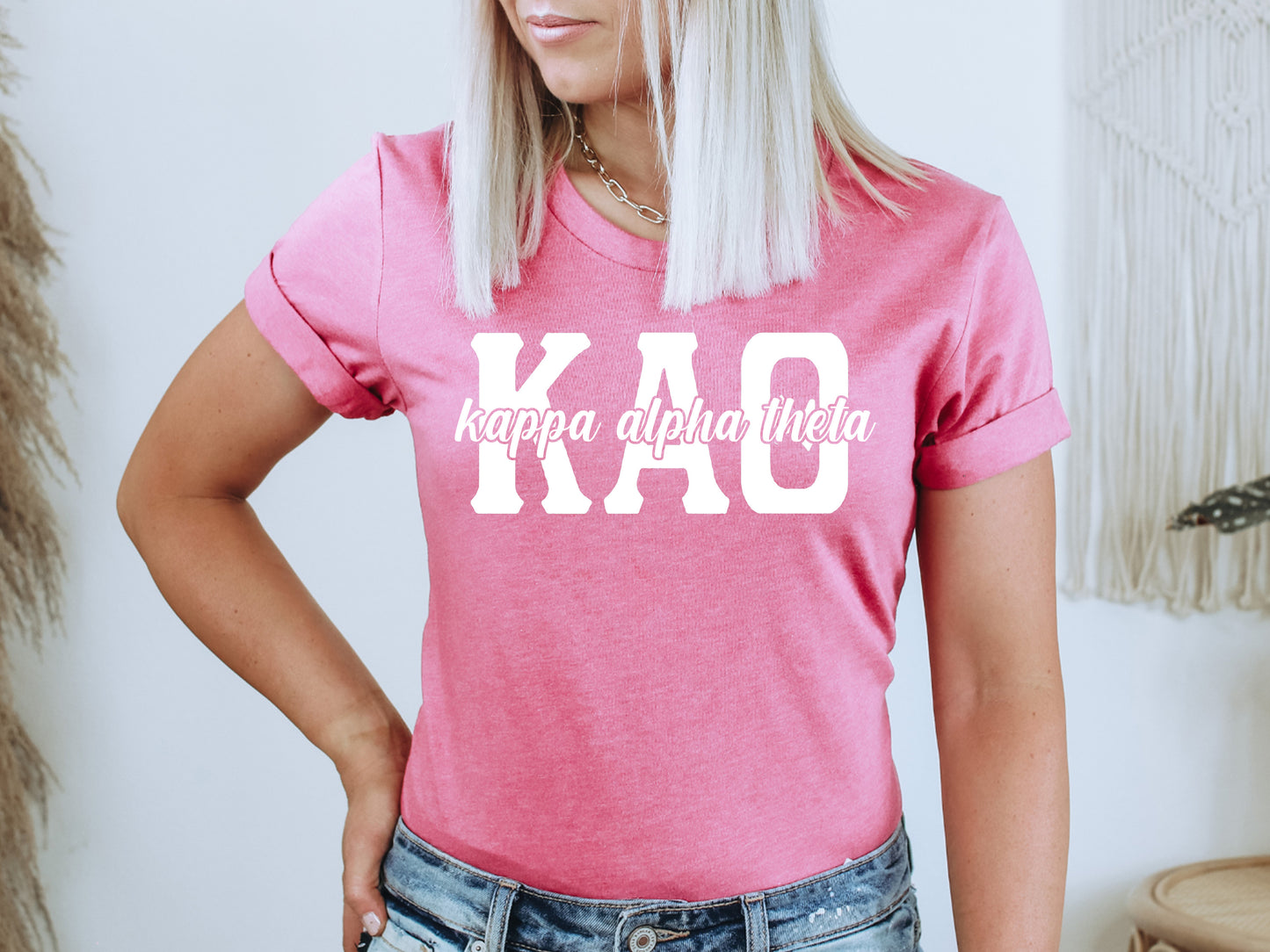 Kappa Alpha Theta Sliced White Letters Sorority T-shirt _ 2253g
