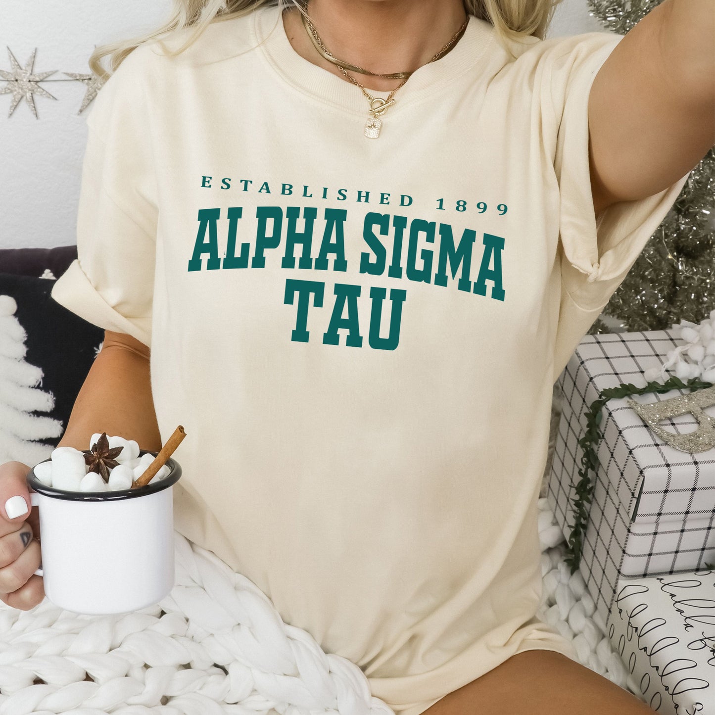Alpha Sigma Tau Bold Letters Sorority T-shirt _ 35127g