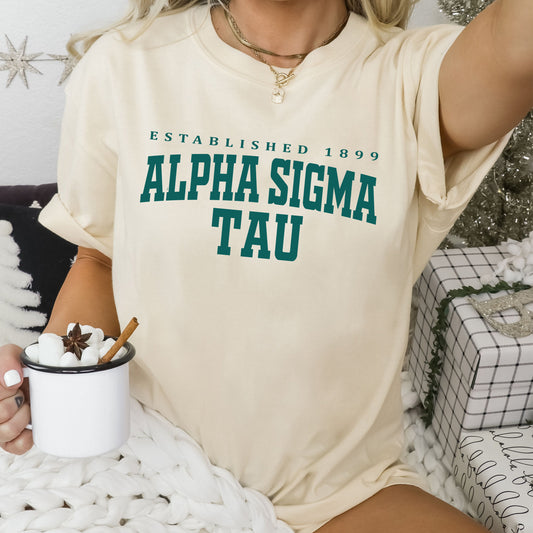 Alpha Sigma Tau Bold Letters Sorority T-shirt _ 35127g