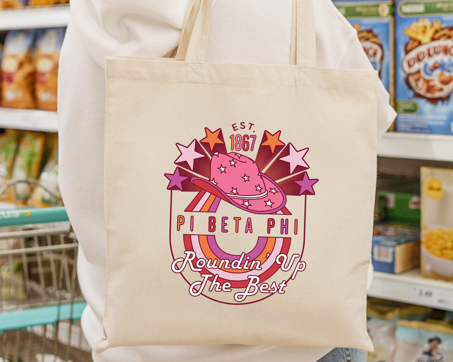 Pi Beta Phi Roundin' Up the Best Sorority Tote Bag _ 34613g