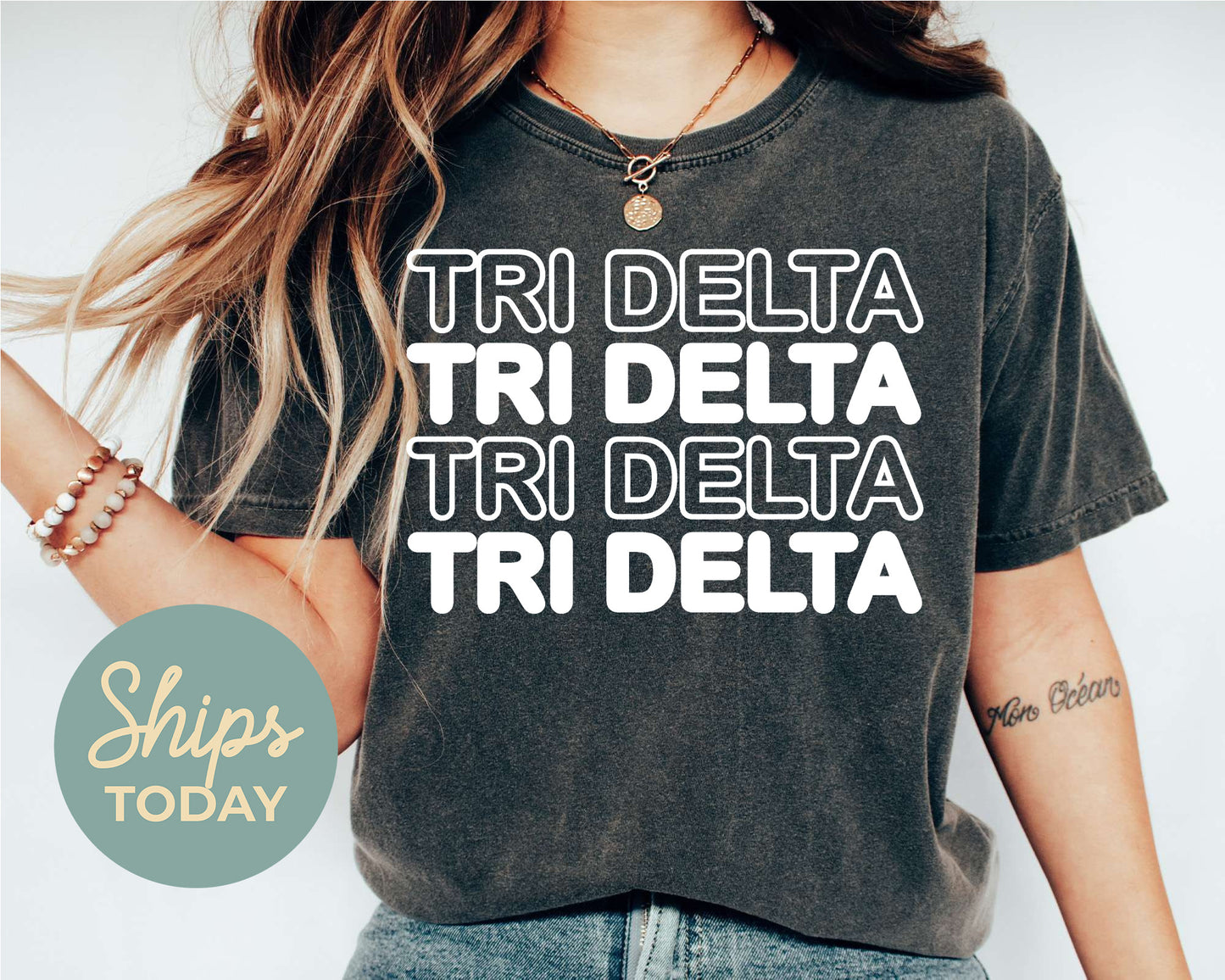 Delta Delta Delta Bold Bubble Letter Sorority T-shirt _ 2222g