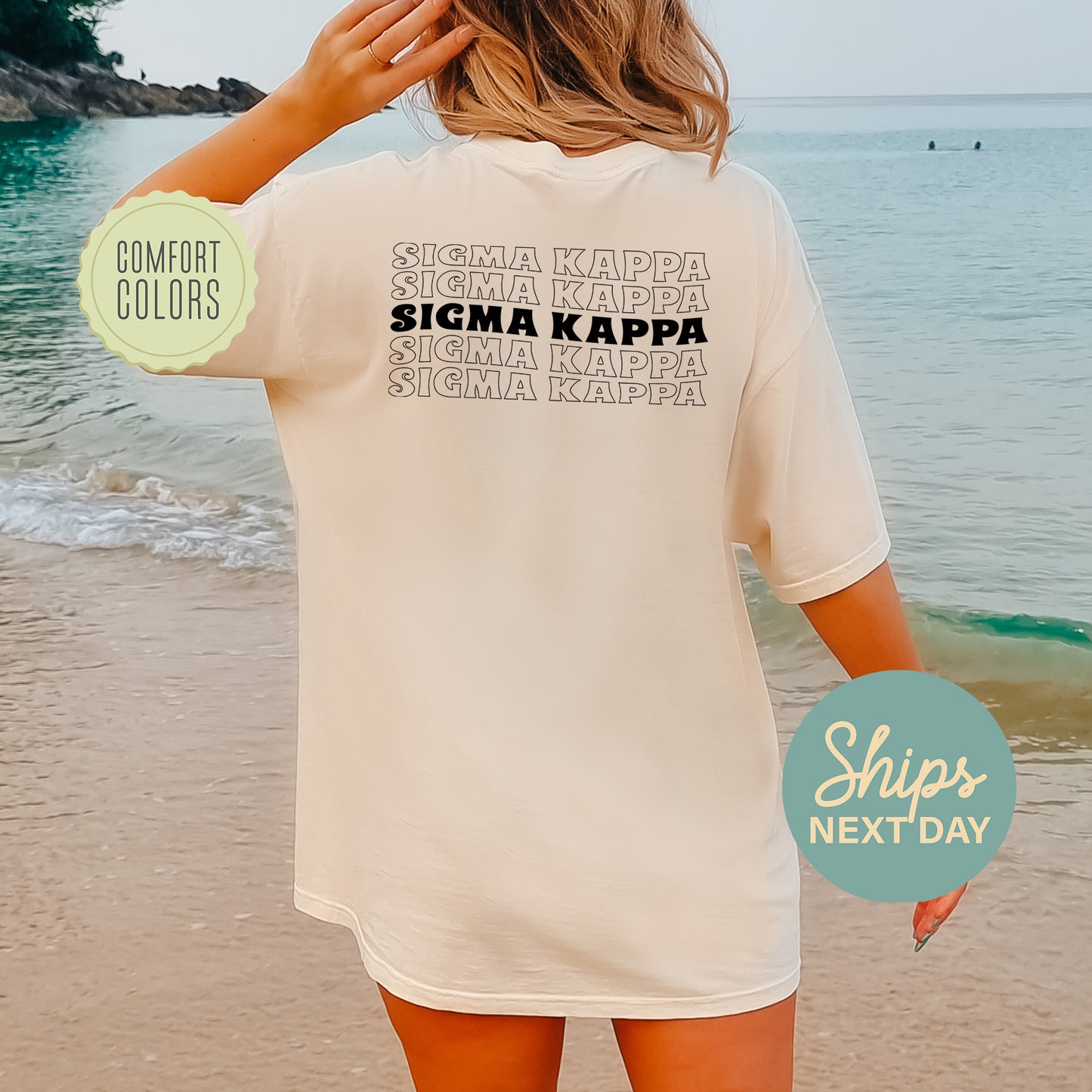 Sigma Kappa Wavy Letters Comfort Colors Sorority T-shirt _ 33420g