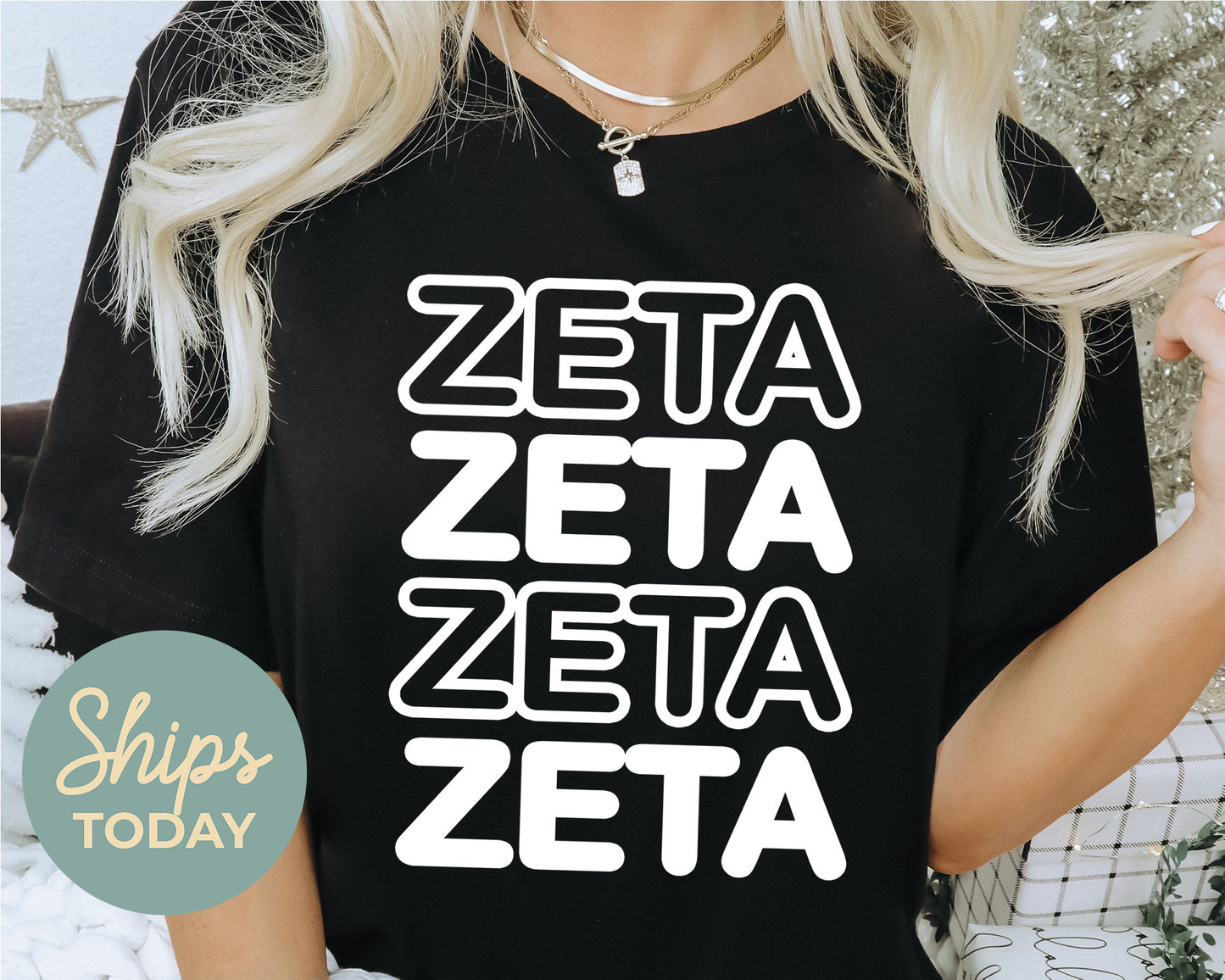 Zeta Tau Alpha Bold Bubble Letter Sorority T-shirt _ 2237g