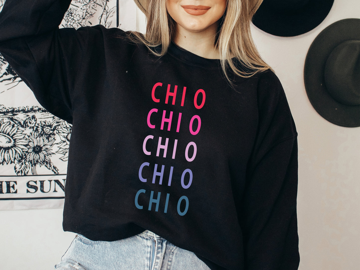 Chi Omega Bright and Stacked Sorority Sweatshirt _ 9g