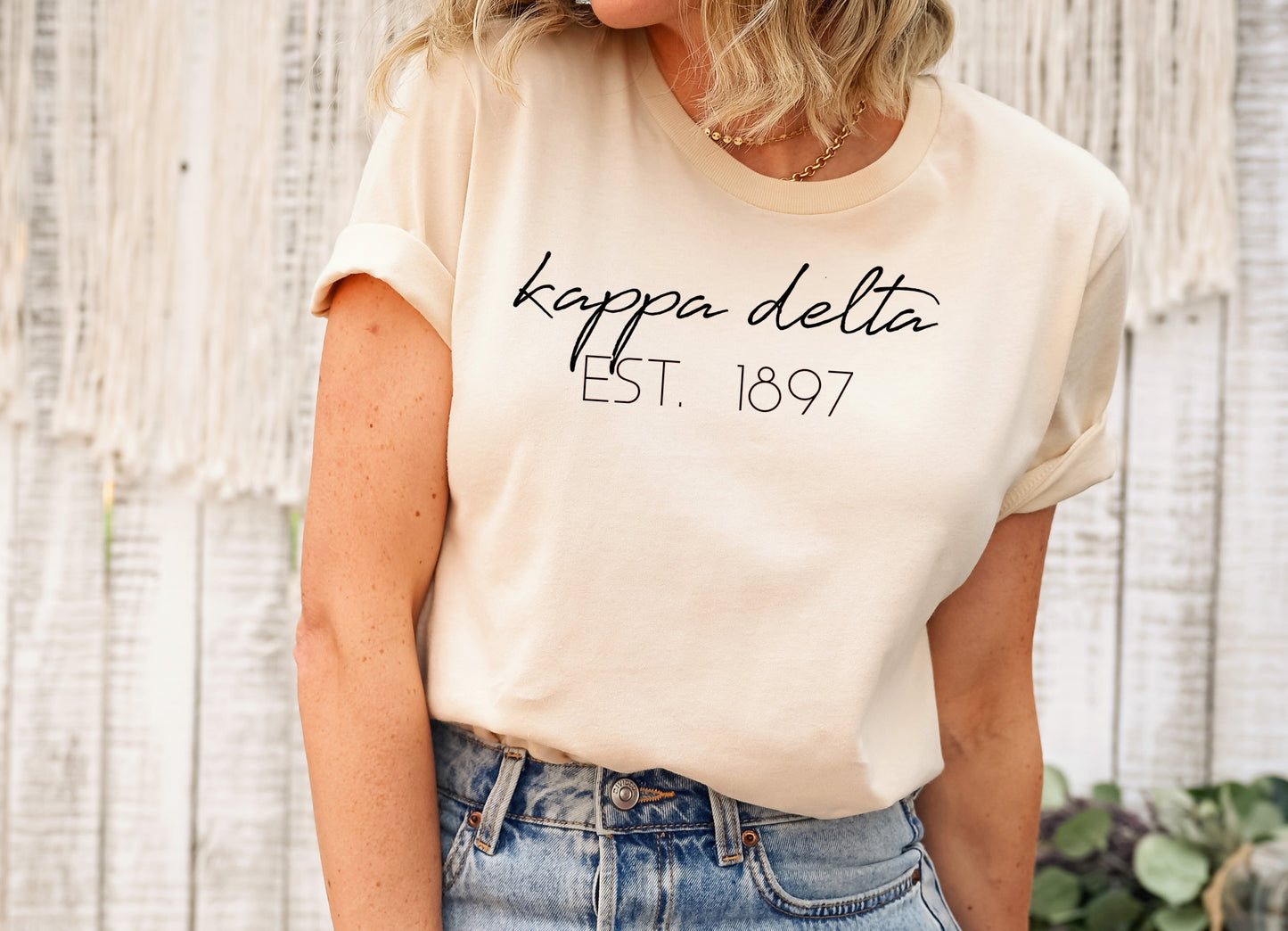 Kappa Delta Black Calligraphy Sorority T-shirt _2333g