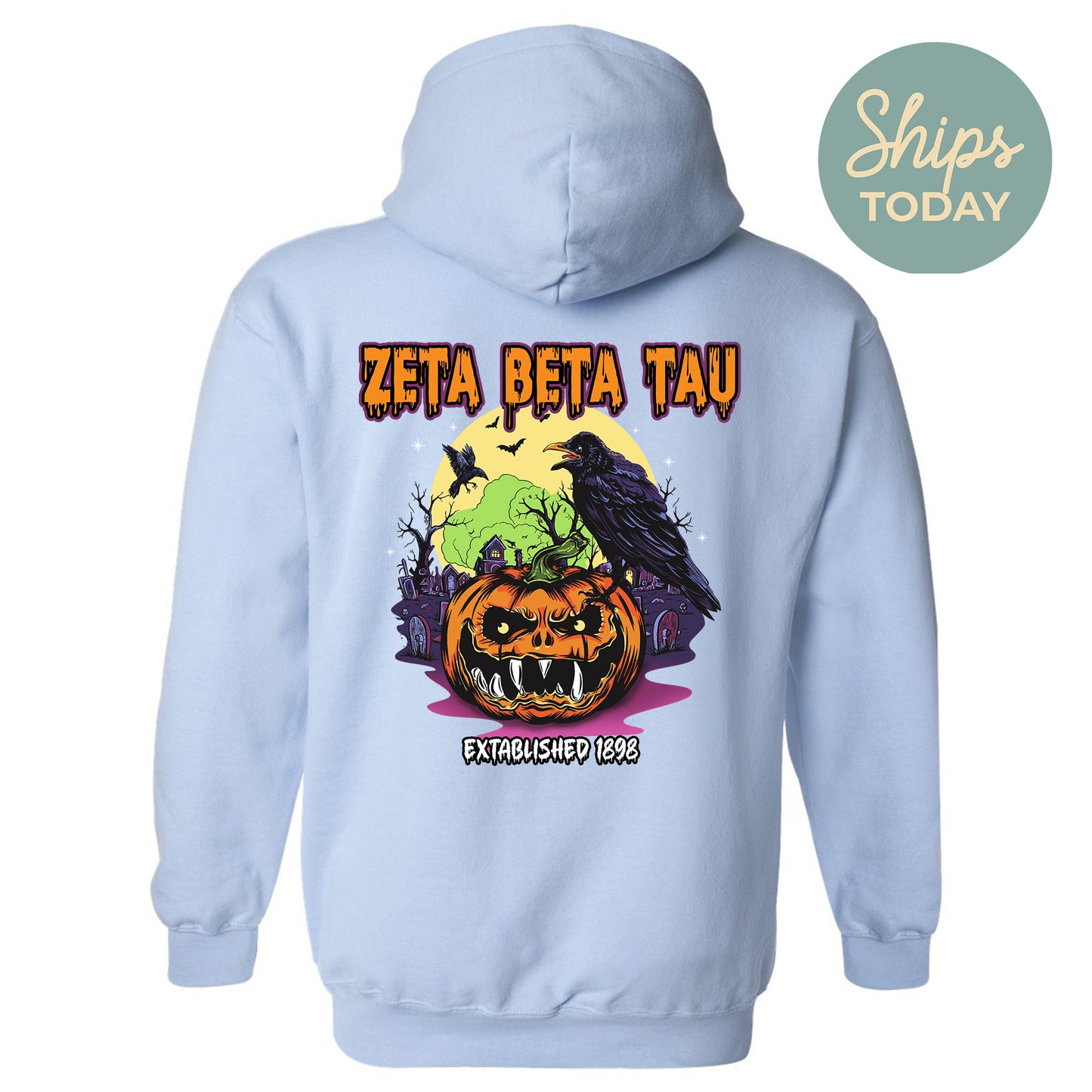 Zeta Beta Tau Halloween Bats Fraternity Hoodie _ 36281g