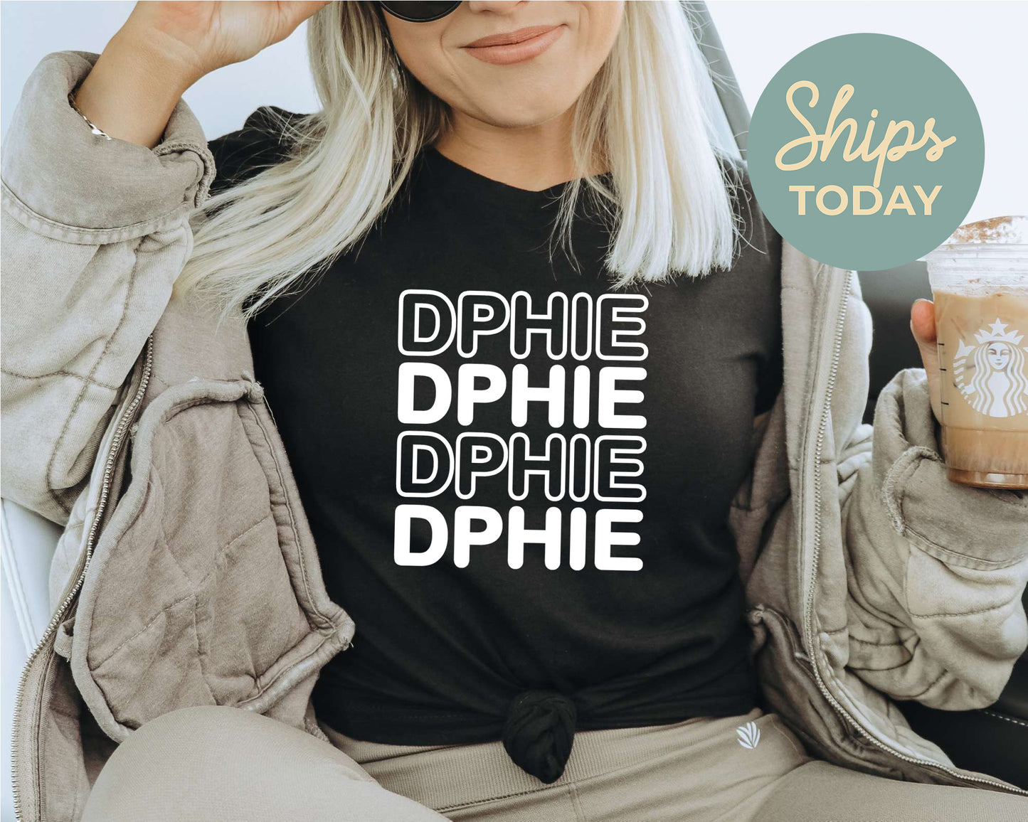 Delta Phi Epsilon Bold Bubble Letter Sorority T-shirt _ 2224g