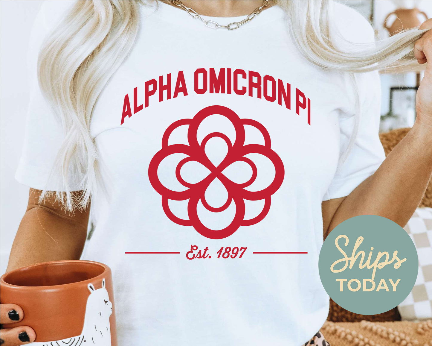 Alpha Omicron Pi Loyalty Crest Sorority T-shirt _ 4424g