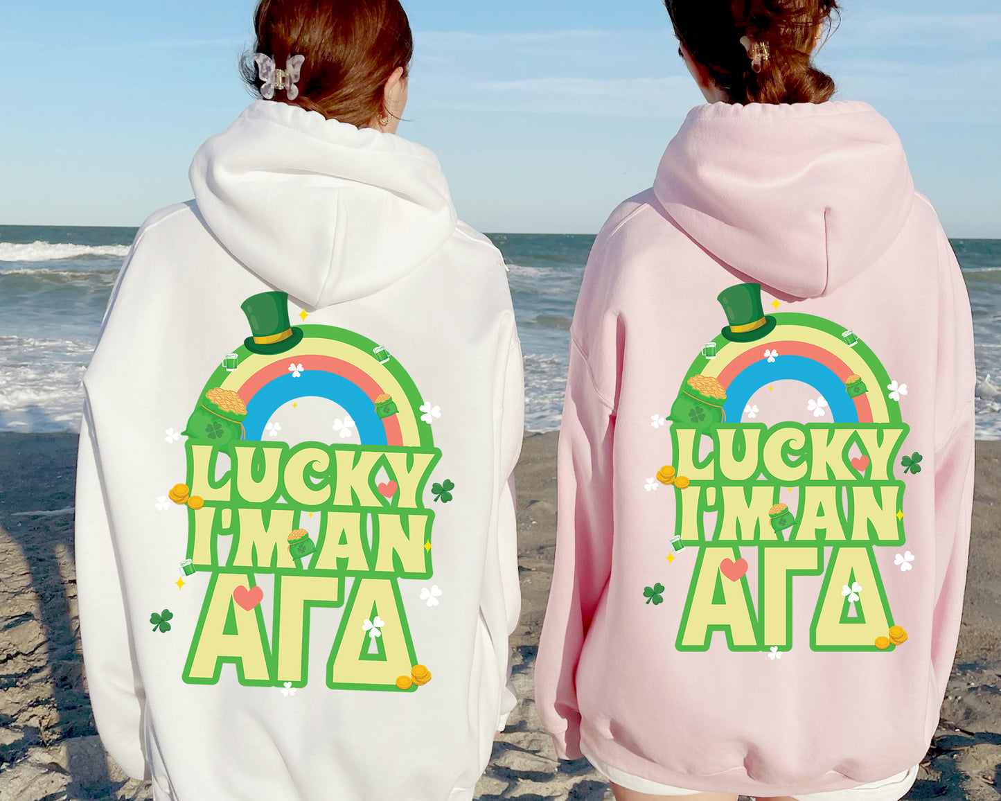 Alpha Gamma Delta Lucky Rainbow Sorority Hoodie _ 32871g