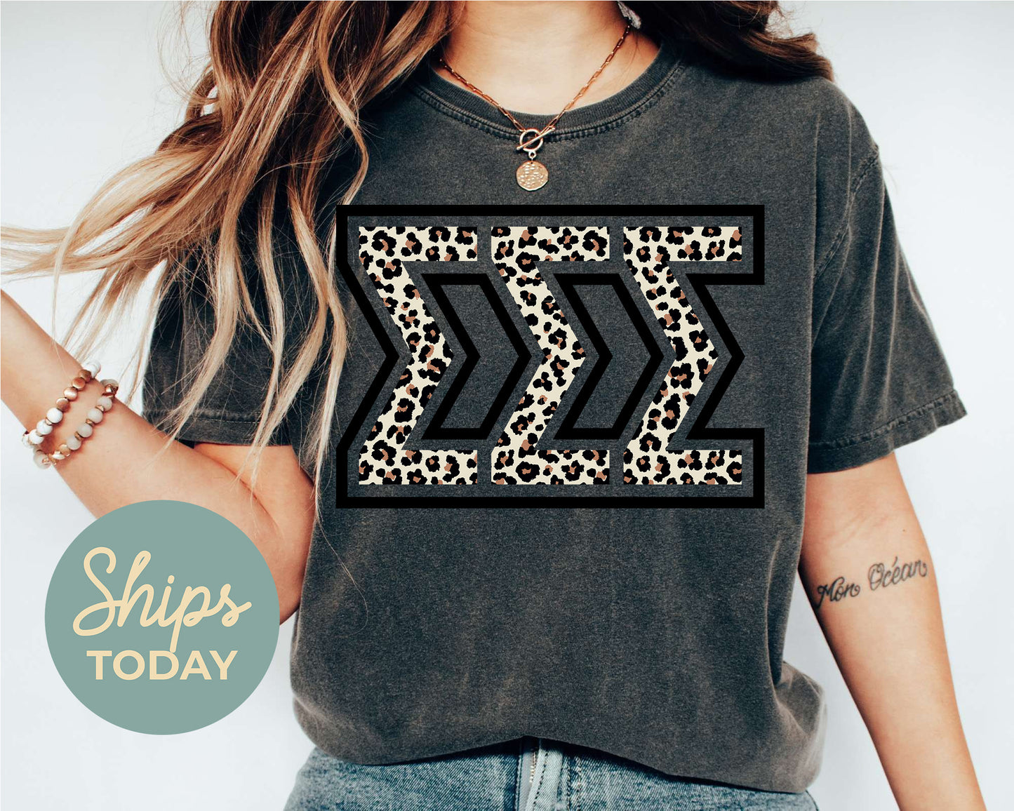 Sigma Sigma Sigma Leopard Greek Letters Sorority T-shirt _ 30458g