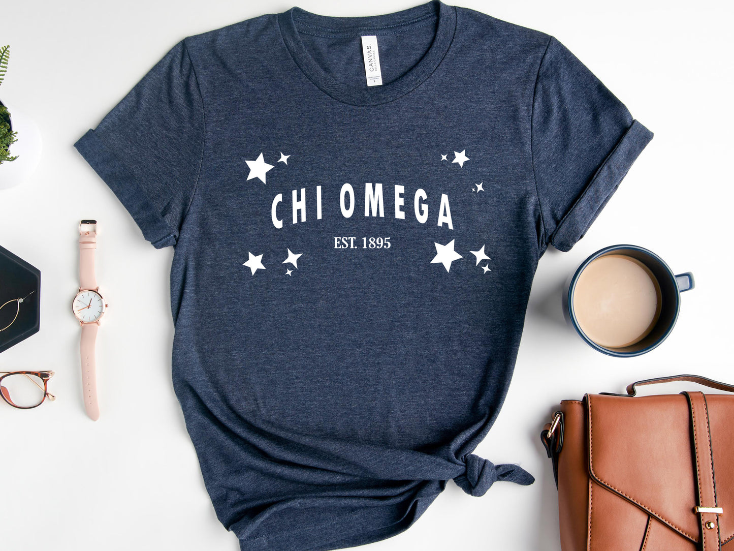 Chi Omega Arched Star Sorority T-shirt _ 2273g