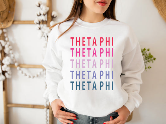 Theta Phi Alpha Bright and Stacked Sorority Sweatshirt _ 25g