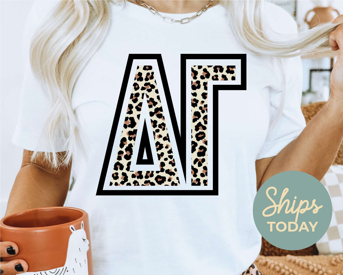Delta Gamma Leopard Greek Letters Sorority T-shirt _ 30446g