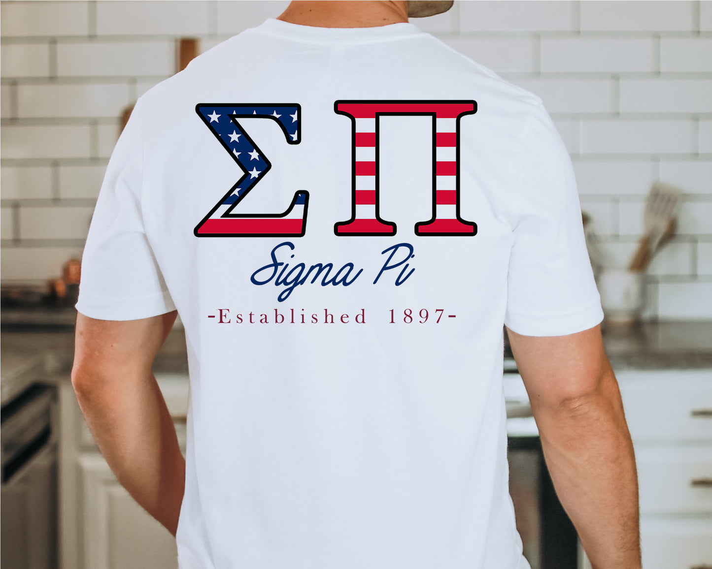 Sigma Pi USA Flag Letters Fraternity T-shirt _ 33447g