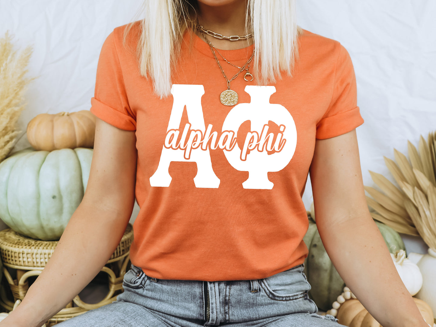 Alpha Phi Sliced White Letters Sorority T-shirt _ 2243g