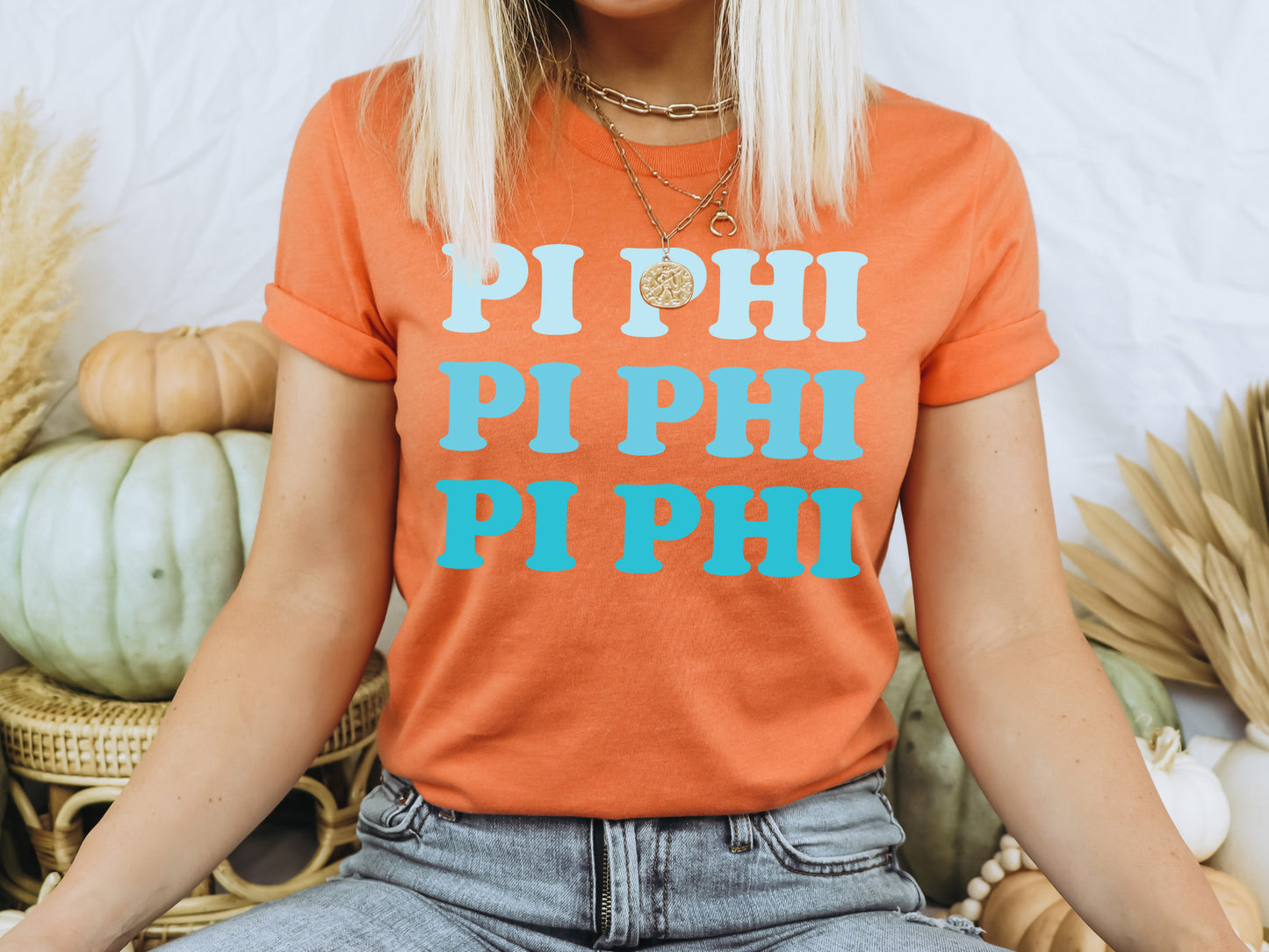 Pi Beta Phi Touch of Blue Sorority T-shirt _ 2597g