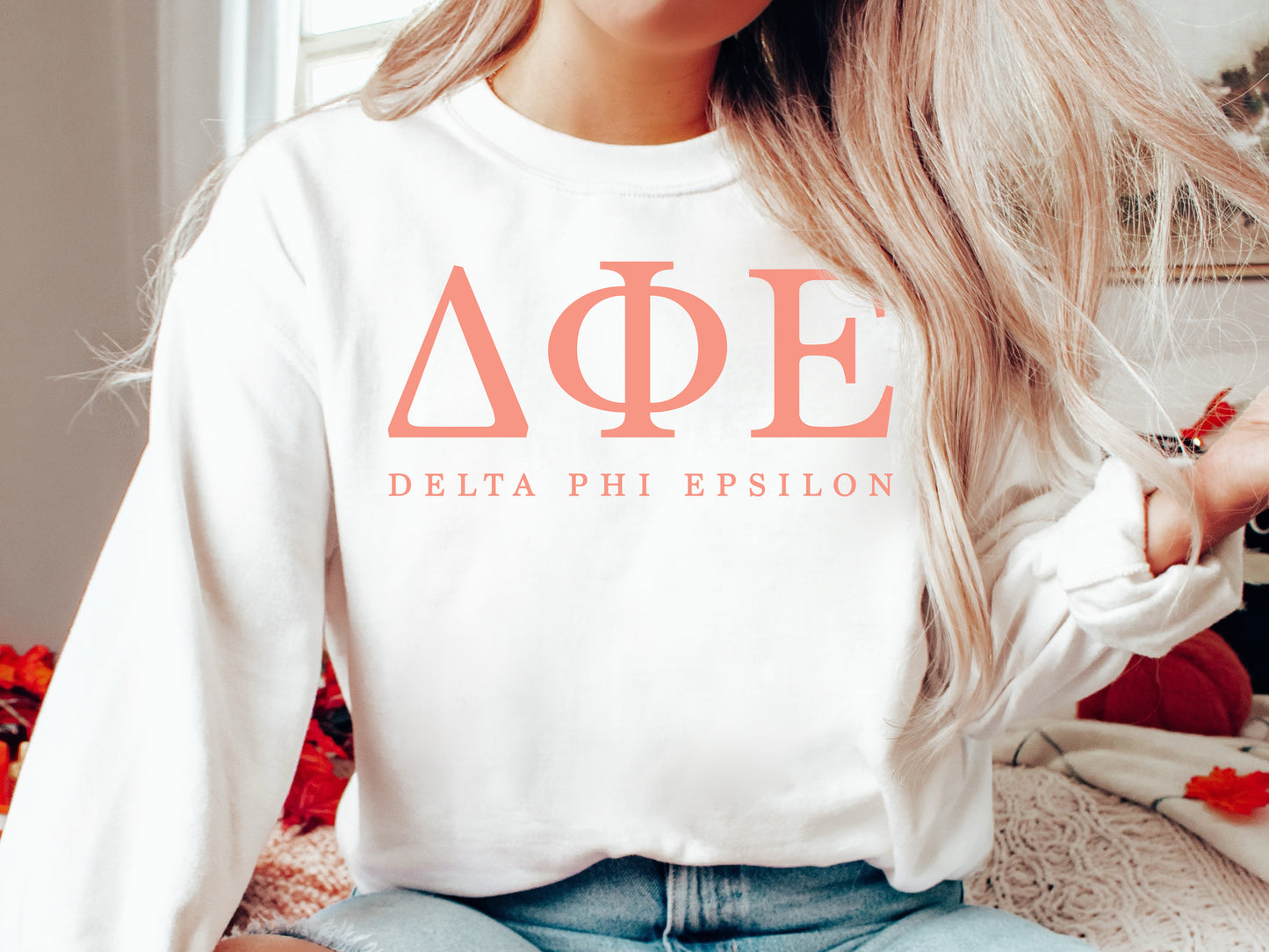 Delta Phi Epsilon Pink Personality Sorority Sweatshirt _ 660g