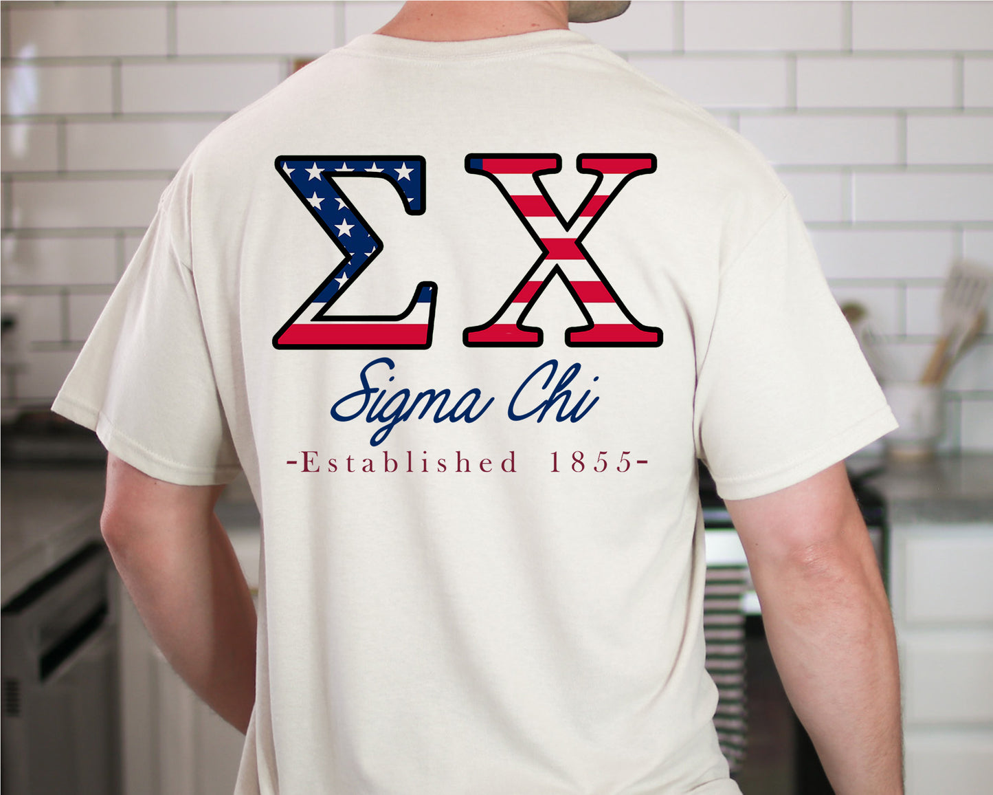 Sigma Chi USA Flag Letters Fraternity T-shirt _ 33444g