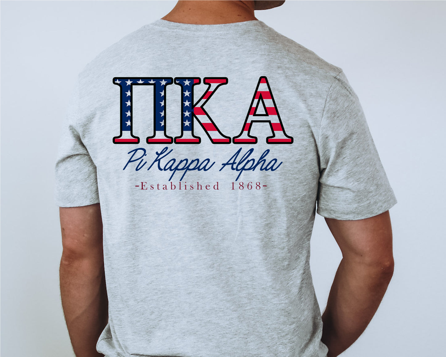 Pi Kappa Alpha USA Flag Letters Fraternity T-shirt _ 33441g