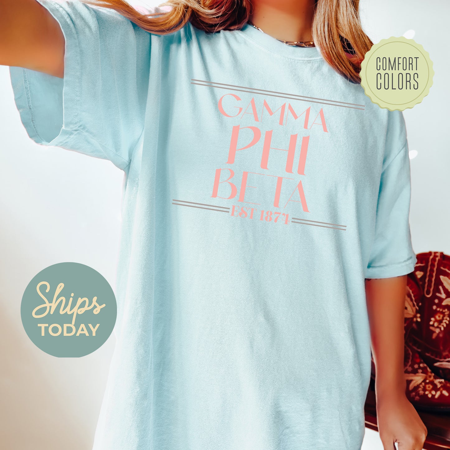 Gamma Phi Beta Greek Harmony Comfort Colors Sorority T-shirt _ 34978g