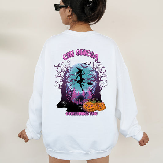 Chi Omega Halloween Witch Sorority Sweatshirt _ 36235g
