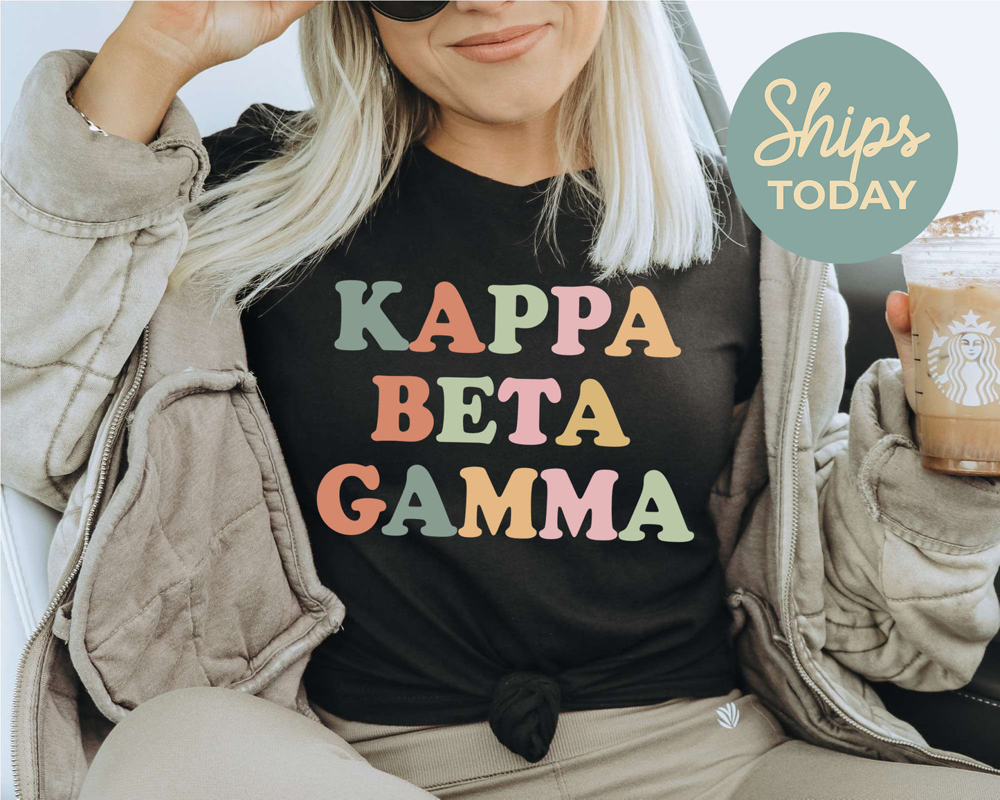 Kappa Beta Gamma Bright and Colorful Sorority T-shirt _ 3472g